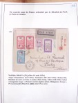 Collection de 82 plis dans un classeur de bureau blanc avec descriptions : "Dix-huit ans de liaisons postales aériennes avec Madagascar (1929 - 1946)"