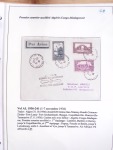 Collection de 82 plis dans un classeur de bureau blanc avec descriptions : "Dix-huit ans de liaisons postales aériennes avec Madagascar (1929 - 1946)"