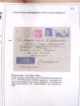 Collection de 82 plis dans un classeur de bureau blanc avec descriptions : "Dix-huit ans de liaisons postales aériennes avec Madagascar (1929 - 1946)"