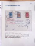 Collection de 82 plis dans un classeur de bureau blanc avec descriptions : "Dix-huit ans de liaisons postales aériennes avec Madagascar (1929 - 1946)"