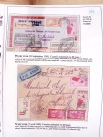 Collection de 82 plis dans un classeur de bureau blanc avec descriptions : "Dix-huit ans de liaisons postales aériennes avec Madagascar (1929 - 1946)"