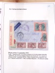 Collection de 82 plis dans un classeur de bureau blanc avec descriptions : "Dix-huit ans de liaisons postales aériennes avec Madagascar (1929 - 1946)"