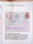 Collection de 82 plis dans un classeur de bureau blanc avec descriptions : "Dix-huit ans de liaisons postales aériennes avec Madagascar (1929 - 1946)"