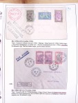 Collection de 82 plis dans un classeur de bureau blanc avec descriptions : "Dix-huit ans de liaisons postales aériennes avec Madagascar (1929 - 1946)"