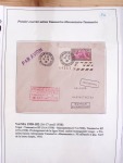 Collection de 82 plis dans un classeur de bureau blanc avec descriptions : "Dix-huit ans de liaisons postales aériennes avec Madagascar (1929 - 1946)"