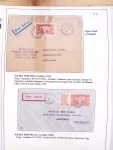 Collection de 82 plis dans un classeur de bureau blanc avec descriptions : "Dix-huit ans de liaisons postales aériennes avec Madagascar (1929 - 1946)"