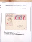 Collection de 82 plis dans un classeur de bureau blanc avec descriptions : "Dix-huit ans de liaisons postales aériennes avec Madagascar (1929 - 1946)"