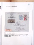 Collection de 82 plis dans un classeur de bureau blanc avec descriptions : "Dix-huit ans de liaisons postales aériennes avec Madagascar (1929 - 1946)"