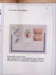 Collection de 82 plis dans un classeur de bureau blanc avec descriptions : "Dix-huit ans de liaisons postales aériennes avec Madagascar (1929 - 1946)"