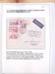 Collection de 82 plis dans un classeur de bureau blanc avec descriptions : "Dix-huit ans de liaisons postales aériennes avec Madagascar (1929 - 1946)"