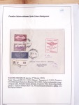 Collection de 82 plis dans un classeur de bureau blanc avec descriptions : "Dix-huit ans de liaisons postales aériennes avec Madagascar (1929 - 1946)"