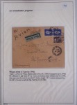 Collection de 82 plis dans un classeur de bureau blanc avec descriptions : "Dix-huit ans de liaisons postales aériennes avec Madagascar (1929 - 1946)"