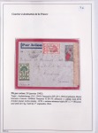 Collection de 82 plis dans un classeur de bureau blanc avec descriptions : "Dix-huit ans de liaisons postales aériennes avec Madagascar (1929 - 1946)"