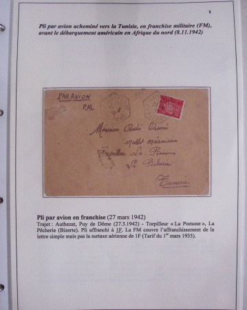 48 plis dans un classeur de bureau blanc : L'aviation en Tunisie (1916 - 1946) dont accident de Burello à Marignane (9.2.38) et une lettre par avion AFF n°269