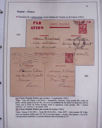 48 plis dans un classeur de bureau blanc : L'aviation en Tunisie (1916 - 1946) dont accident de Burello à Marignane (9.2.38) et une lettre par avion AFF n°269