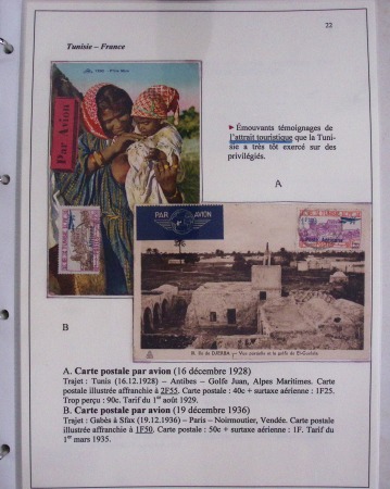 48 plis dans un classeur de bureau blanc : L'aviation en Tunisie (1916 - 1946) dont accident de Burello à Marignane (9.2.38) et une lettre par avion AFF n°269