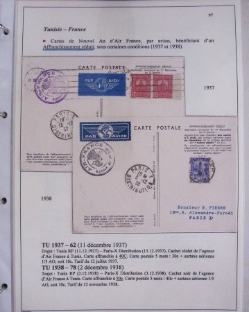 48 plis dans un classeur de bureau blanc : L'aviation en Tunisie (1916 - 1946) dont accident de Burello à Marignane (9.2.38) et une lettre par avion AFF n°269