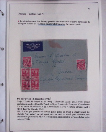 48 plis dans un classeur de bureau blanc : L'aviation en Tunisie (1916 - 1946) dont accident de Burello à Marignane (9.2.38) et une lettre par avion AFF n°269