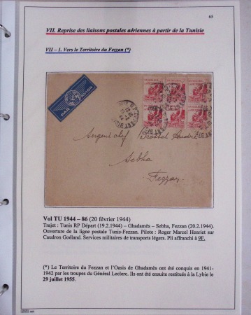48 plis dans un classeur de bureau blanc : L'aviation en Tunisie (1916 - 1946) dont accident de Burello à Marignane (9.2.38) et une lettre par avion AFF n°269