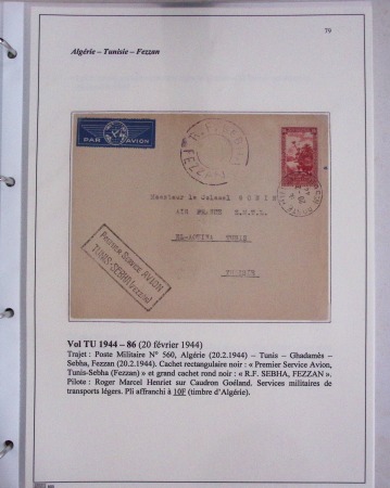 48 plis dans un classeur de bureau blanc : L'aviation en Tunisie (1916 - 1946) dont accident de Burello à Marignane (9.2.38) et une lettre par avion AFF n°269