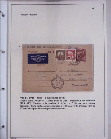 48 plis dans un classeur de bureau blanc : L'aviation en Tunisie (1916 - 1946) dont accident de Burello à Marignane (9.2.38) et une lettre par avion AFF n°269