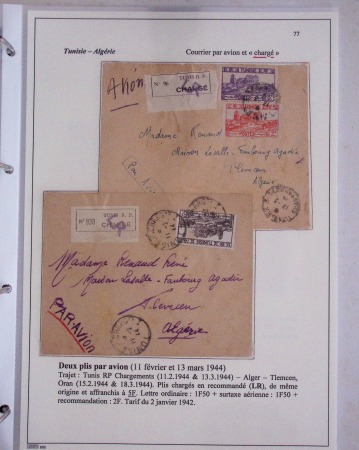 48 plis dans un classeur de bureau blanc : L'aviation en Tunisie (1916 - 1946) dont accident de Burello à Marignane (9.2.38) et une lettre par avion AFF n°269