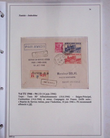 48 plis dans un classeur de bureau blanc : L'aviation en Tunisie (1916 - 1946) dont accident de Burello à Marignane (9.2.38) et une lettre par avion AFF n°269