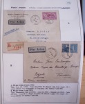 Collection de 126 plis : "Courriers aéropostaux vers et à partir de la Tunisie (1916 - 1943) dans un classeur de bureau blanc dont 4 plis Service postal aviation militaire sud tunisien