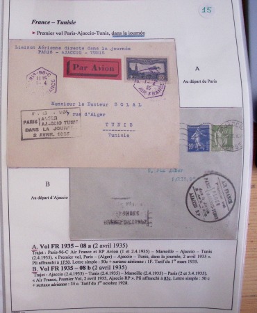 Collection de 126 plis : "Courriers aéropostaux vers et à partir de la Tunisie (1916 - 1943) dans un classeur de bureau blanc dont 4 plis Service postal aviation militaire sud tunisien