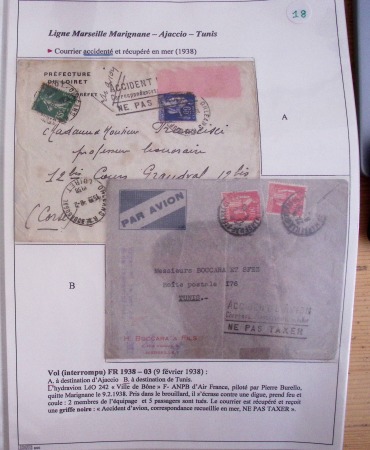 Collection de 126 plis : "Courriers aéropostaux vers et à partir de la Tunisie (1916 - 1943) dans un classeur de bureau blanc dont 4 plis Service postal aviation militaire sud tunisien