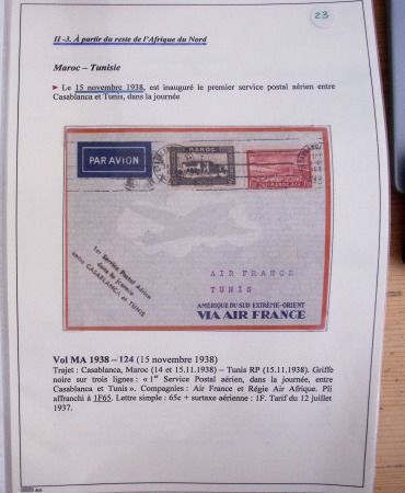Collection de 126 plis : "Courriers aéropostaux vers et à partir de la Tunisie (1916 - 1943) dans un classeur de bureau blanc dont 4 plis Service postal aviation militaire sud tunisien