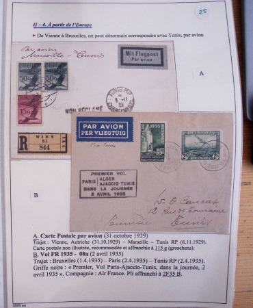 Collection de 126 plis : "Courriers aéropostaux vers et à partir de la Tunisie (1916 - 1943) dans un classeur de bureau blanc dont 4 plis Service postal aviation militaire sud tunisien