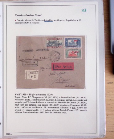 Collection de 126 plis : "Courriers aéropostaux vers et à partir de la Tunisie (1916 - 1943) dans un classeur de bureau blanc dont 4 plis Service postal aviation militaire sud tunisien
