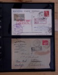 Classeur noir contenant 126 plis avion divers dont Suisse PA2 sur devant de lettre et plusieurs Pro Aero, une majorité des plis concernant l'Afrique