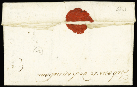 Marque manuscrite "Plelan" (1765 - L n°3 - ind 19) sur lettre pour Hennebont réexpédiée à Vannes avec au verso "Deboursé de Hennebon" (manuscrit - L n°4 - ind 20)