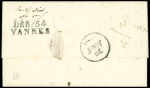 Lettre avec MP "54 Hennebon" (1828) et au verso MP "Deb 54 Vannes", ind 19. TB