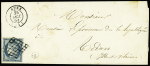 N°4 OBL grille + T15 Guer (1851) sur lettre, ind 17. TB