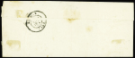N°4 OBL grille + T15 Guer (1851) sur lettre, ind 17. TB