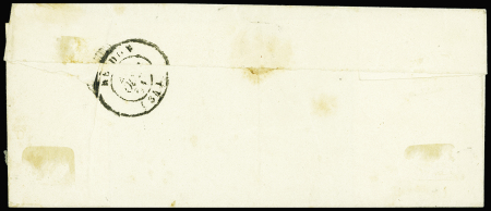 N°4 OBL grille + T15 Guer (1851) sur lettre, ind 17. TB