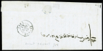 N°4 OBL grille + T15 Hennebont (1851) sur lettre, ind 13