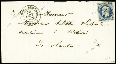 N°10 OBL PC 1510 + cursive "42 Herbignac" (frappe moyenne pour cette cursive difficile) sur lettre, ind 20