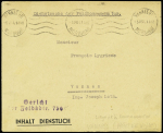 Lettre en franchise de Vannes (1941) avec griffe violette "Gericht des Feldkdtr 750" (tribunal de la Feldkommandantur). TB