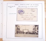 Classeur de bureau orange contenant 193 lettres et cartes postales avec oblitérations militaires 1914 - 1918 du Morbihan (Lorient, Etel, Guer, Vannes, Belle Ile, etc)