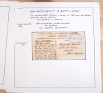 Classeur de bureau orange contenant 193 lettres et cartes postales avec oblitérations militaires 1914 - 1918 du Morbihan (Lorient, Etel, Guer, Vannes, Belle Ile, etc)