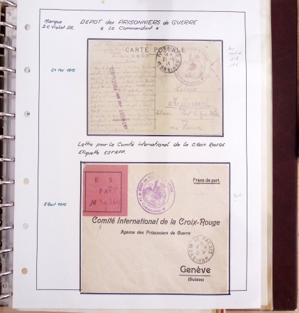 Album Safe brun contenant 50 plis et documents 14 - 18 et 39 - 45 du Morbihan dont prisonniers allemands de la première guerre mondiale