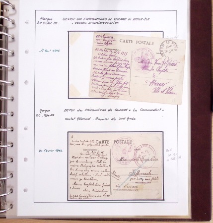 Album Safe brun contenant 50 plis et documents 14 - 18 et 39 - 45 du Morbihan dont prisonniers allemands de la première guerre mondiale