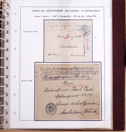 Album Safe brun contenant 50 plis et documents 14 - 18 et 39 - 45 du Morbihan dont prisonniers allemands de la première guerre mondiale