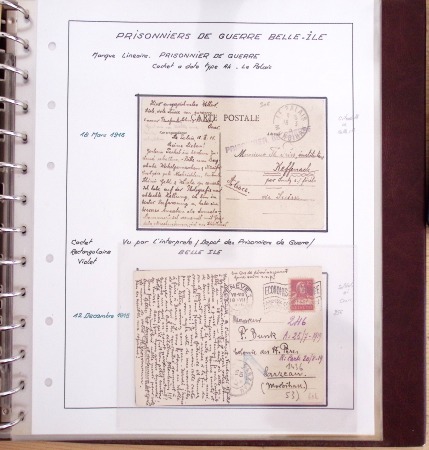 Album Safe brun contenant 50 plis et documents 14 - 18 et 39 - 45 du Morbihan dont prisonniers allemands de la première guerre mondiale