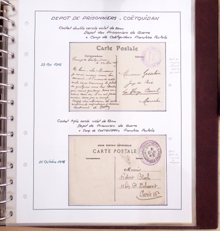 Album Safe brun contenant 50 plis et documents 14 - 18 et 39 - 45 du Morbihan dont prisonniers allemands de la première guerre mondiale