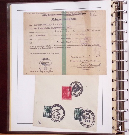 Album Safe brun contenant 50 plis et documents 14 - 18 et 39 - 45 du Morbihan dont prisonniers allemands de la première guerre mondiale